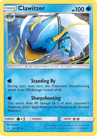 'Pokemon - 'Clawitzer 026  - Reverse Holofoil SM  Forbidden Light - Rare