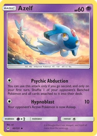 'Pokemon - 'Azelf 043/131  - Reverse Holofoil SM  Forbidden Light - Uncommon