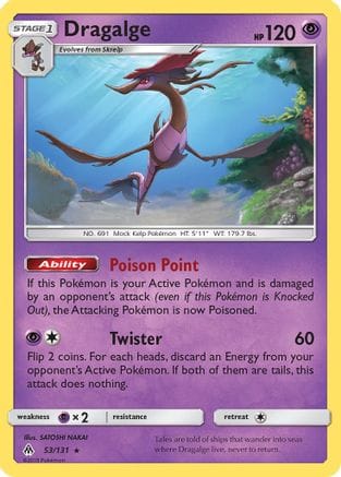 'Pokemon - 'Dragalge 053  - Reverse Holofoil SM  Forbidden Light - Rare