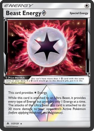 'Pokemon - 'Beast Energy Prism Star 117/131  - Holofoil SM  Forbidden Light - Prism Rare