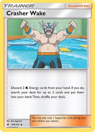'Pokemon - 'Crasher Wake 104/131  - Reverse Holofoil SM  Forbidden Light - Uncommon