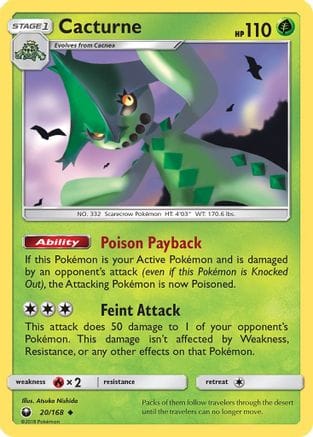 'Pokemon - 'Cacturne 020  - Reverse Holofoil SM  Celestial Storm - Uncommon
