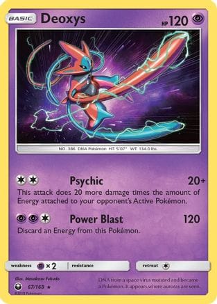 'Pokemon - 'Deoxys (67) 067/168  - Reverse Holofoil SM  Celestial Storm - Holo Rare