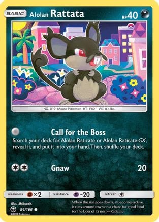 'Pokemon - 'Alolan Rattata 084/168  - Reverse Holofoil SM  Celestial Storm - Common