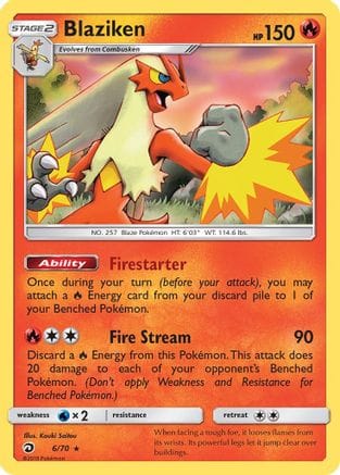 'Pokemon - 'Blaziken 006/70  - Reverse Holofoil Dragon Majesty - Holo Rare