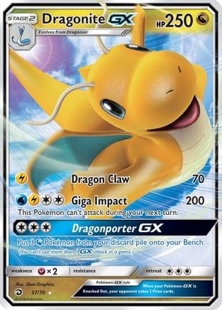 'Pokemon - 'Dragonite GX 037/70  - Holofoil Dragon Majesty - Ultra Rare
