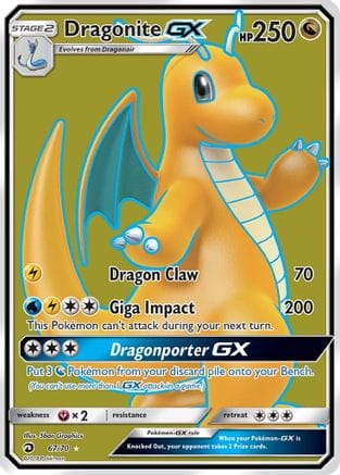'Pokemon - 'Dragonite GX (Full Art) 067  - Holofoil Dragon Majesty - Ultra Rare