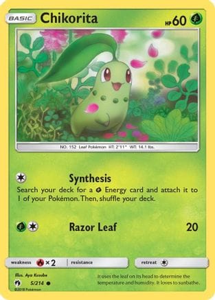 'Pokemon - 'Chikorita (5) 005/214  SM  Lost Thunder - Common