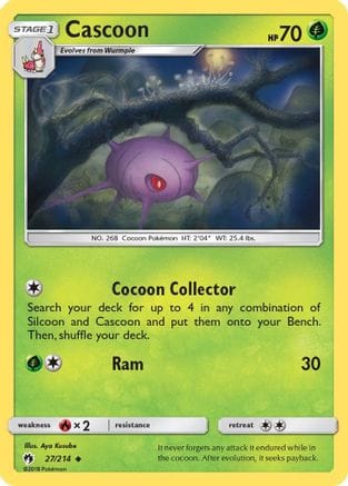 'Pokemon - 'Cascoon 027/214  - Reverse Holofoil SM  Lost Thunder - Uncommon