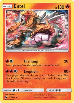'Pokemon - 'Entei 047  - Reverse Holofoil SM  Lost Thunder - Rare