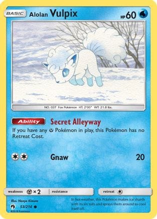 'Pokemon - 'Alolan Vulpix 053/214  SM  Lost Thunder - Common