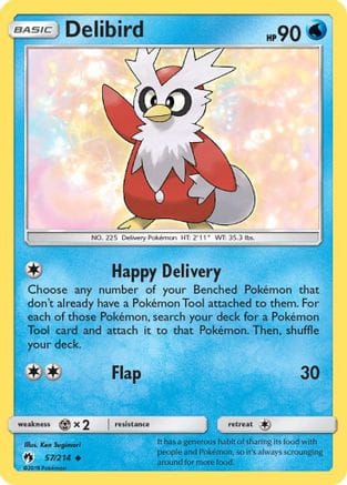'Pokemon - 'Delibird 057/214  SM  Lost Thunder - Uncommon