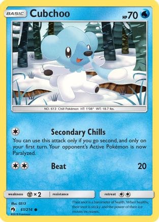 'Pokemon - 'Cubchoo 061  SM  Lost Thunder - Common
