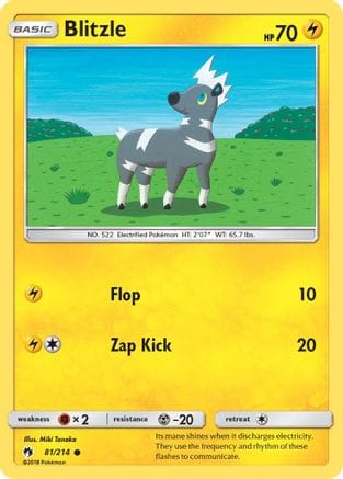 'Pokemon - 'Blitzle 081  - Reverse Holofoil SM  Lost Thunder - Common