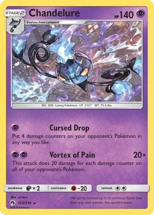 'Pokemon - 'Chandelure 103/214  - Holofoil SM  Lost Thunder - Holo Rare