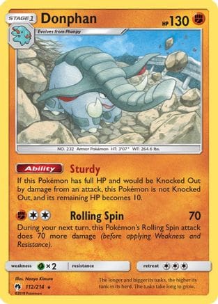 'Pokemon - 'Donphan 112  SM  Lost Thunder - Rare