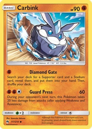 'Pokemon - 'Carbink (117) 117  - Reverse Holofoil SM  Lost Thunder - Common