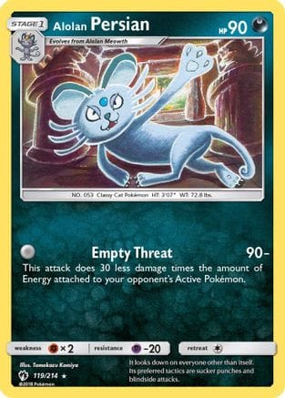'Pokemon - 'Alolan Persian 119/214  SM  Lost Thunder - Rare