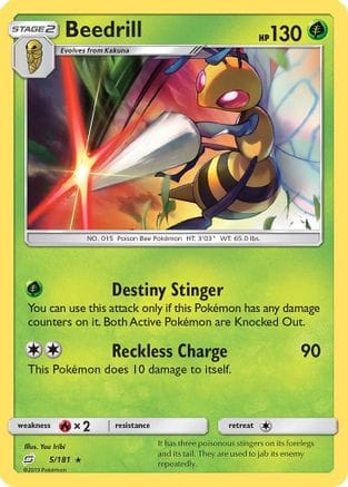 'Pokemon - 'Beedrill 005  - Reverse Holofoil SM  Team Up - Rare
