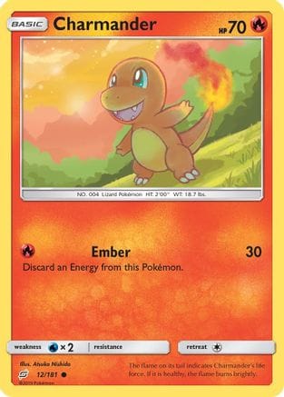 'Pokemon - 'Charmander (12) 012/181  - Reverse Holofoil SM  Team Up - Common