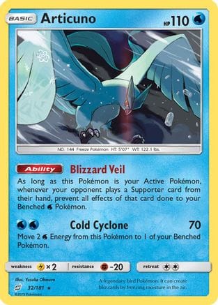 'Pokemon - 'Articuno 032/181  - Holofoil SM  Team Up - Holo Rare