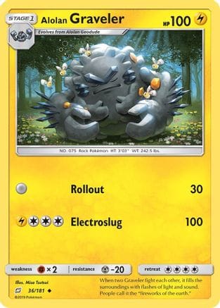 'Pokemon - 'Alolan Graveler 036/181  - Reverse Holofoil SM  Team Up - Uncommon