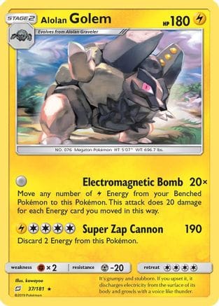 'Pokemon - 'Alolan Golem 037/181  - Reverse Holofoil SM  Team Up - Rare