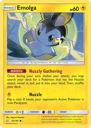 'Pokemon - 'Emolga 046/181  - Reverse Holofoil SM  Team Up - Common