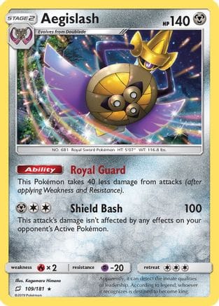 'Pokemon - 'Aegislash 109  - Reverse Holofoil SM  Team Up - Holo Rare