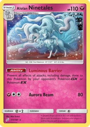 'Pokemon - 'Alolan Ninetales 111/181  - Holofoil SM  Team Up - Holo Rare