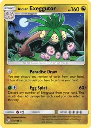 'Pokemon - 'Alolan Exeggutor (115) 115/181  - Reverse Holofoil SM  Team Up - Rare