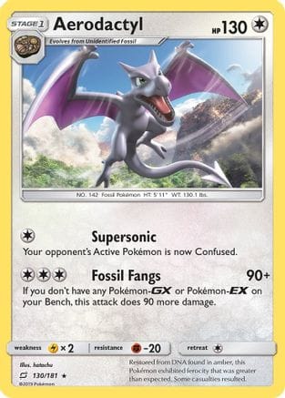 'Pokemon - 'Aerodactyl 130/181  - Reverse Holofoil SM  Team Up - Rare
