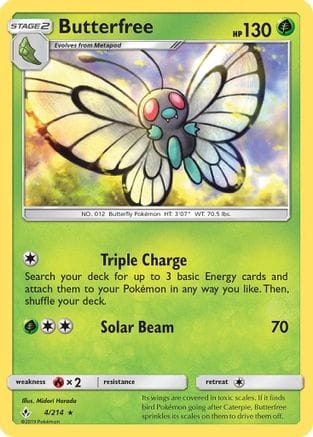 'Pokemon - 'Butterfree 004/214  - Reverse Holofoil SM  Unbroken Bonds - Rare