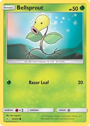 'Pokemon - 'Bellsprout 013  - Reverse Holofoil SM  Unbroken Bonds - Common