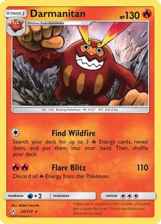 'Pokemon - 'Darmanitan 024/214  - Reverse Holofoil SM  Unbroken Bonds - Rare