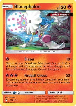 'Pokemon - 'Blacephalon 032/214  - Reverse Holofoil SM  Unbroken Bonds - Rare