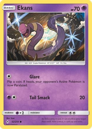 'Pokemon - 'Ekans 062/214  - Reverse Holofoil SM  Unbroken Bonds - Common