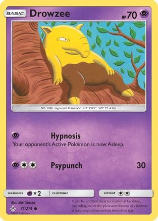 'Pokemon - 'Drowzee 071/214  - Reverse Holofoil SM  Unbroken Bonds - Common
