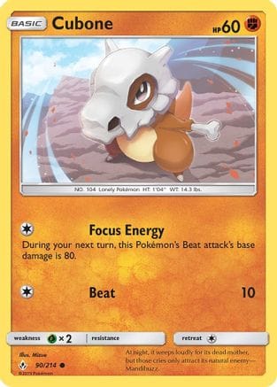 'Pokemon - 'Cubone 090/214  - Reverse Holofoil SM  Unbroken Bonds - Common