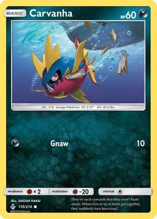 'Pokemon - 'Carvanha 110  SM  Unbroken Bonds - Common