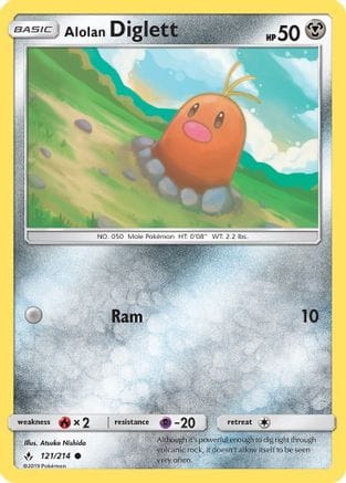 'Pokemon - 'Alolan Diglett 121  - Reverse Holofoil SM  Unbroken Bonds - Common
