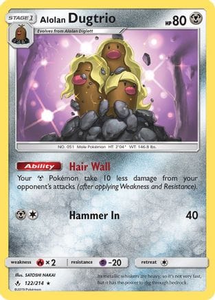 'Pokemon - 'Alolan Dugtrio 122/214  SM  Unbroken Bonds - Rare