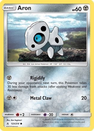 'Pokemon - 'Aron 123/214  - Reverse Holofoil SM  Unbroken Bonds - Common