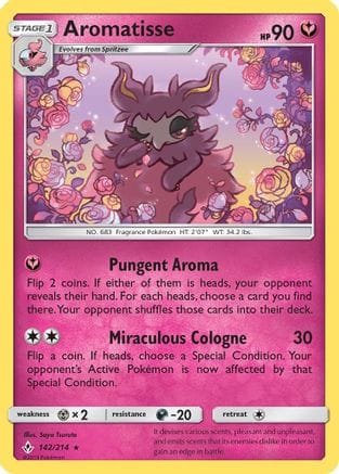 'Pokemon - 'Aromatisse 142/214  - Reverse Holofoil SM  Unbroken Bonds - Rare