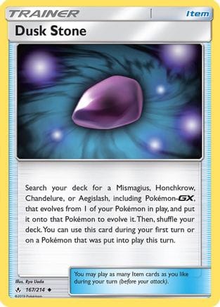 'Pokemon - 'Dusk Stone 167/214  SM  Unbroken Bonds - Uncommon