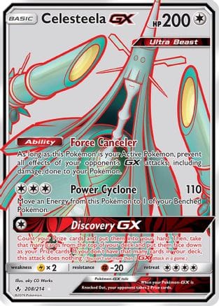 'Pokemon - 'Celesteela GX (Full Art) 208  - Holofoil SM  Unbroken Bonds - Ultra Rare