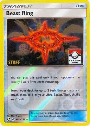 'Pokemon - 'Beast Ring 102a/131  - Reverse Holofoil League & Championship Cards - Promo