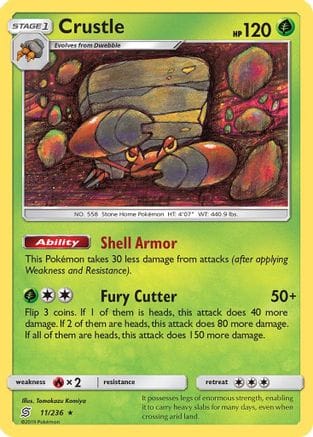 'Pokemon - 'Crustle 011/236  SM  Unified Minds - Rare