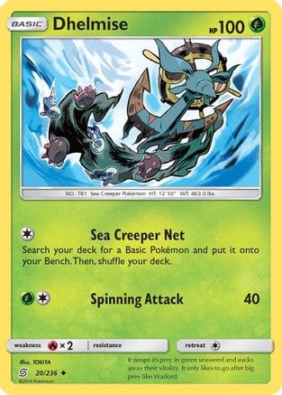 'Pokemon - 'Dhelmise 020  - Reverse Holofoil SM  Unified Minds - Uncommon