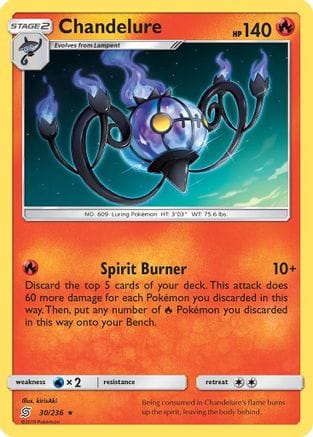 'Pokemon - 'Chandelure 030/236  - Reverse Holofoil SM  Unified Minds - Holo Rare